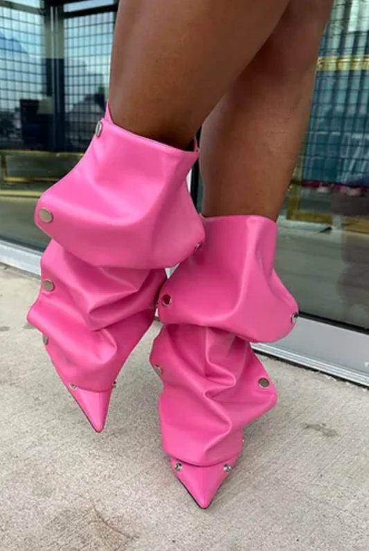 JOYE FUSCHIA FOLD OVER BOOTIES