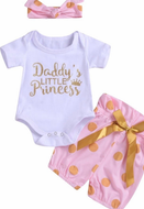 3 PIECE DADDYS LITTLE PRINCESS POLKA DOTS