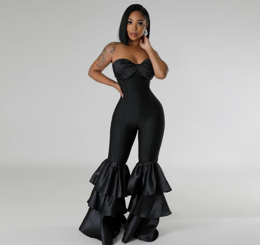 JOYE STRAPLESS PLEATED JUMPSUIT