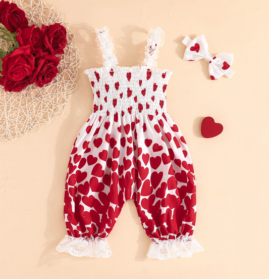 JOYE GIRL RUFFLE JUMPSUIT W/BOW