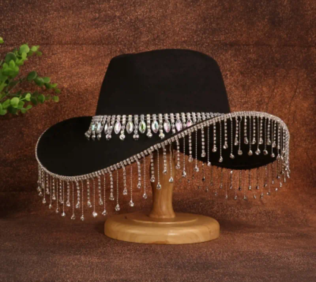 JOYE RHINESTONE FEDORA HAT