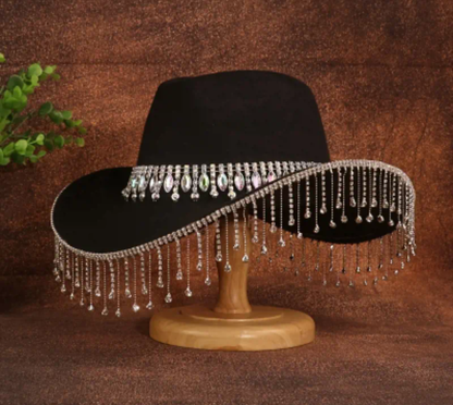 JOYE RHINESTONE FEDORA HAT