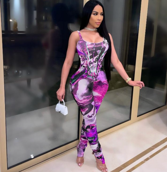 JOYE PRINT SLEEVELESS JUMPSUIT
