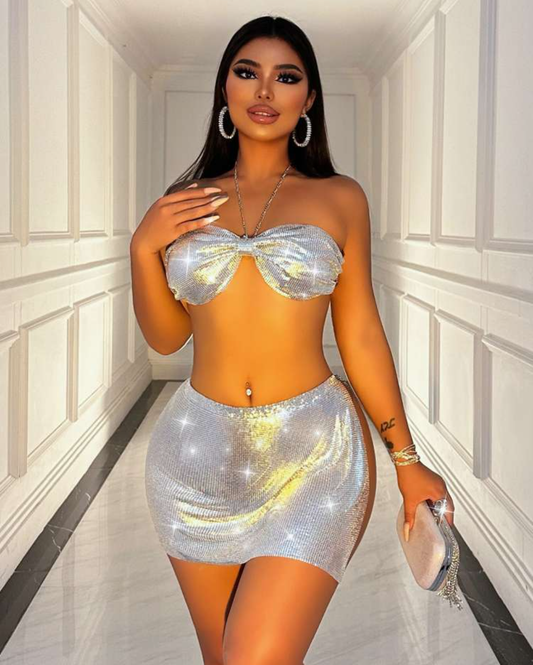 JOYE HALTER FITTED SKIRT SET