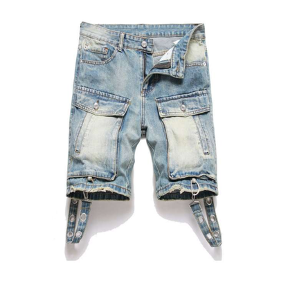 JOYE MEN WASHED CARGO DENIM SHORTS