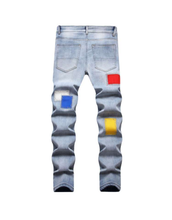 Load image into Gallery viewer, JOYE MEN EMBROIDERY WASHED JEANS
