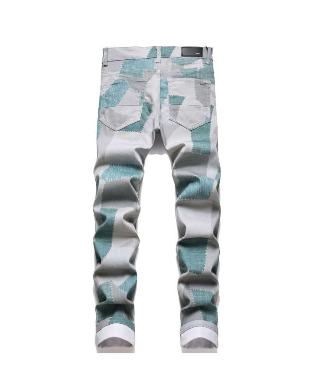 JOYE MEN PRINT COLOR BLOCK JEANS