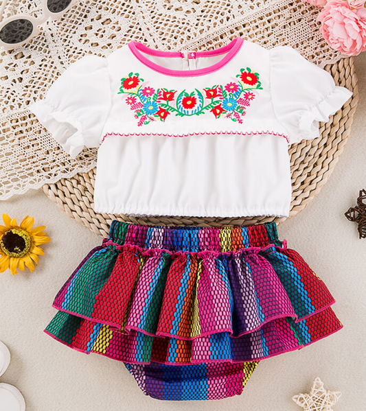 GIRLS PUFF SLEEVE SKIRT SETS