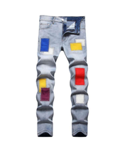 Load image into Gallery viewer, JOYE MEN EMBROIDERY WASHED JEANS
