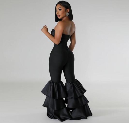JOYE STRAPLESS PLEATED JUMPSUIT