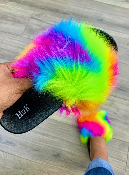 JOYE RAINBOW FUR SANDALS