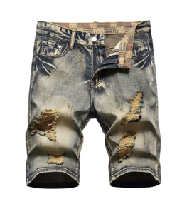 JOYE MEN RIPPED DENIM SHORTS