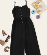 GIRL BUTTON FRONT WIDE LEG CAMI JUMPSUIT