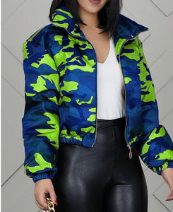 CAMOFLAUGE PRINT DESIGN PADDED COAT