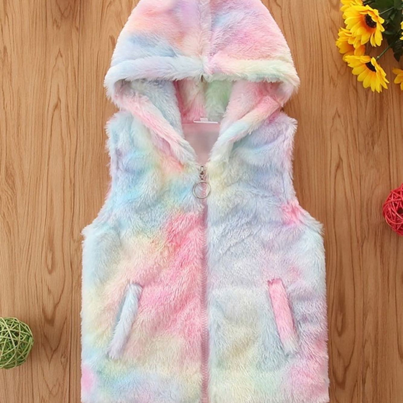 TYE DYE TEDDY HOODED VEST