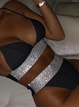 Load image into Gallery viewer, GLITTER DETAIL HIGH WAIST BIKINI SET
