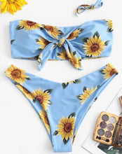 Load image into Gallery viewer, KNOT SUNFLOWER PRINT BIKINI SET
