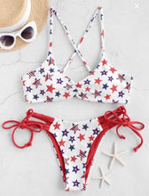 Load image into Gallery viewer, AMERICAN FLAG STRAPPY BIKINI SWIMWEAR
