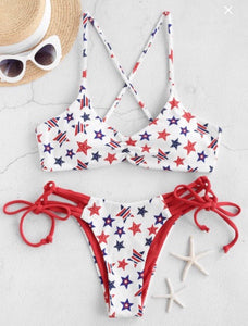 AMERICAN FLAG STRAPPY BIKINI SWIMWEAR