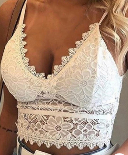 LACE HOLLOW OUT SPAGHETTI STRAP TOP