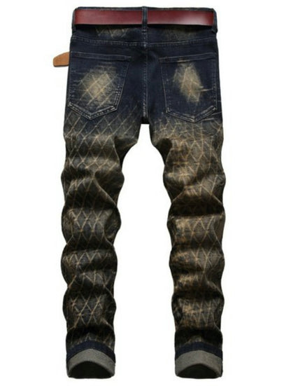 MEN DENIM PATTERN PRINT JEANS