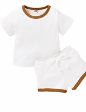 Load image into Gallery viewer, 2 PIECE BABY UNISEX RIBBED TSHIRT &amp; SHORTS SET
