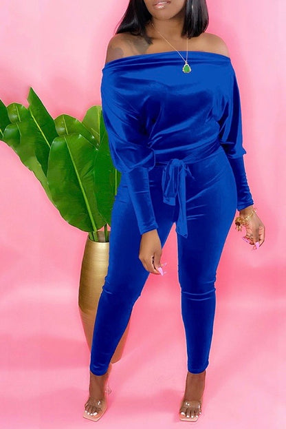 VELVET LONG SLEEVE JUMPSUIT