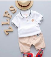 2 PIECE SHORT SLEEVE POLO COLLAR SHIRT