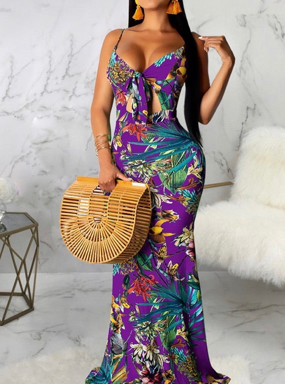 BANDEAU SLEEVELESS TIE DYE PRINT DRESS