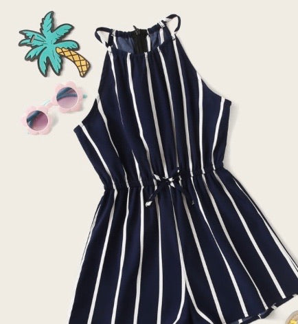 GIRL STRIPED HALTER ROMPER