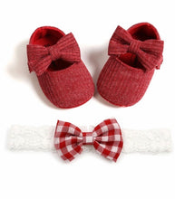 Load image into Gallery viewer, BABYGIRL 2 PIECE BOWKNOT FIRST WALKER SHOES WITH HEADBAND
