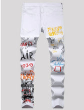 Load image into Gallery viewer, GRAFFITI PRINT SKINNY JEANS
