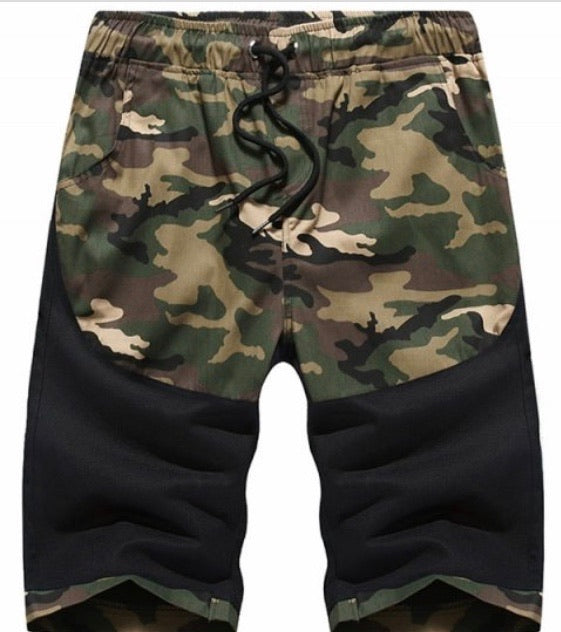 CAMO SPLICED PRINTED CASUAL SHORTS