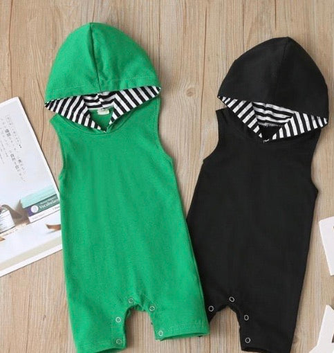 SOLID HOODED BODYSUIT FOR BABYBOY