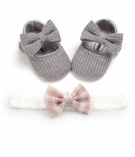 Load image into Gallery viewer, BABYGIRL 2 PIECE BOWKNOT FIRST WALKER SHOES WITH HEADBAND
