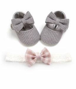 BABYGIRL 2 PIECE BOWKNOT FIRST WALKER SHOES WITH HEADBAND