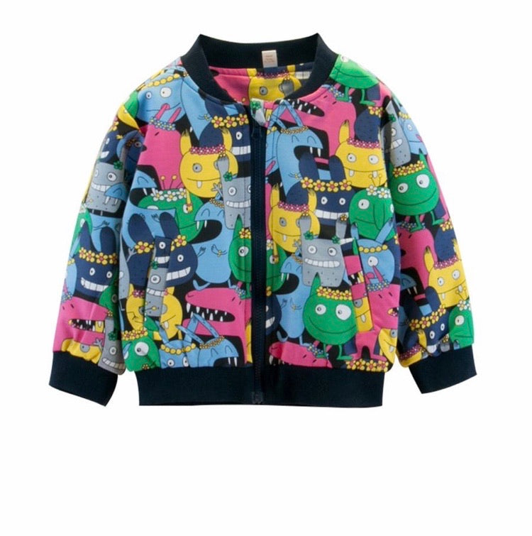 BOY MONSTER PRINT BOMBER JACKET