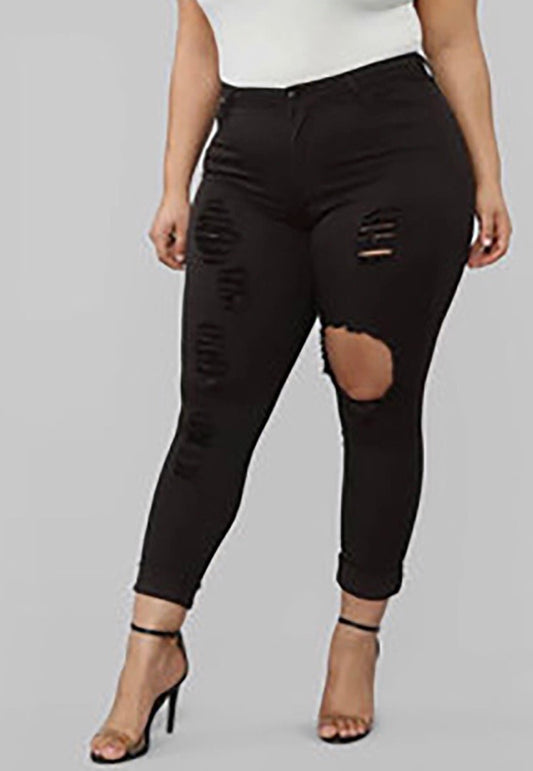 PLUS SIZE CUTOUT JEANS