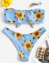 Load image into Gallery viewer, KNOT SUNFLOWER PRINT BIKINI SET
