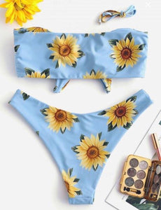 KNOT SUNFLOWER PRINT BIKINI SET