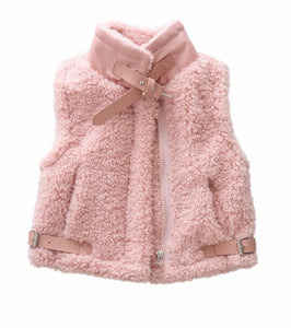 GIRL PLAIN ZIP UP FLEECE VEST