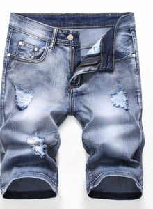 ZIPPER FLY DESIGN RIPPED DENIM SHORTS