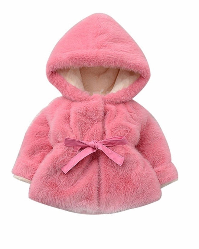 TODDLER GIRL SOLID COLOR BELTED COAT