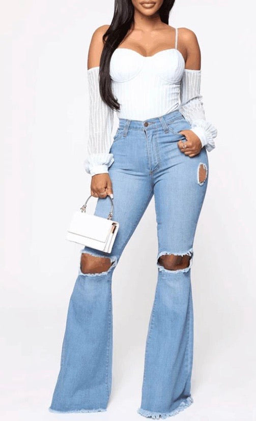 HIGH WAIST BELL BOTTOM JEANS