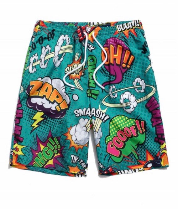 CARTOON GRAPHIC PRINT CASUAL SHORTS