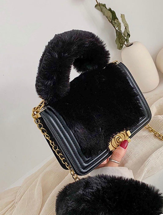 FLUFFY CHAIN CROSSBODY BAG