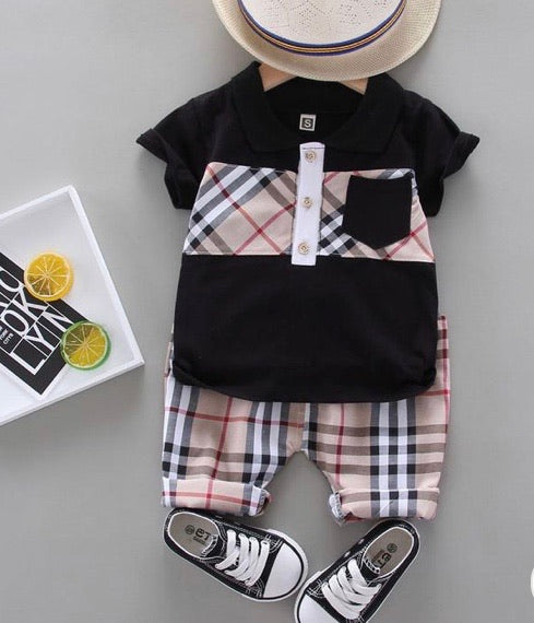 2 PIECE PLAID TSHIRT & SHORT TODDLER BOYS