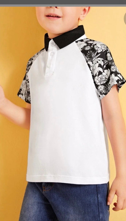 BOY WHITE & BLACK POLO TSHIRT