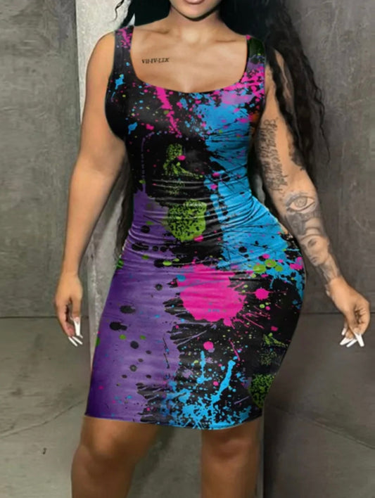 SPLASH INK BODYCON DRESS