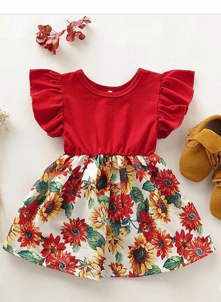 Sweet Ruffle Floral Daisy Dress